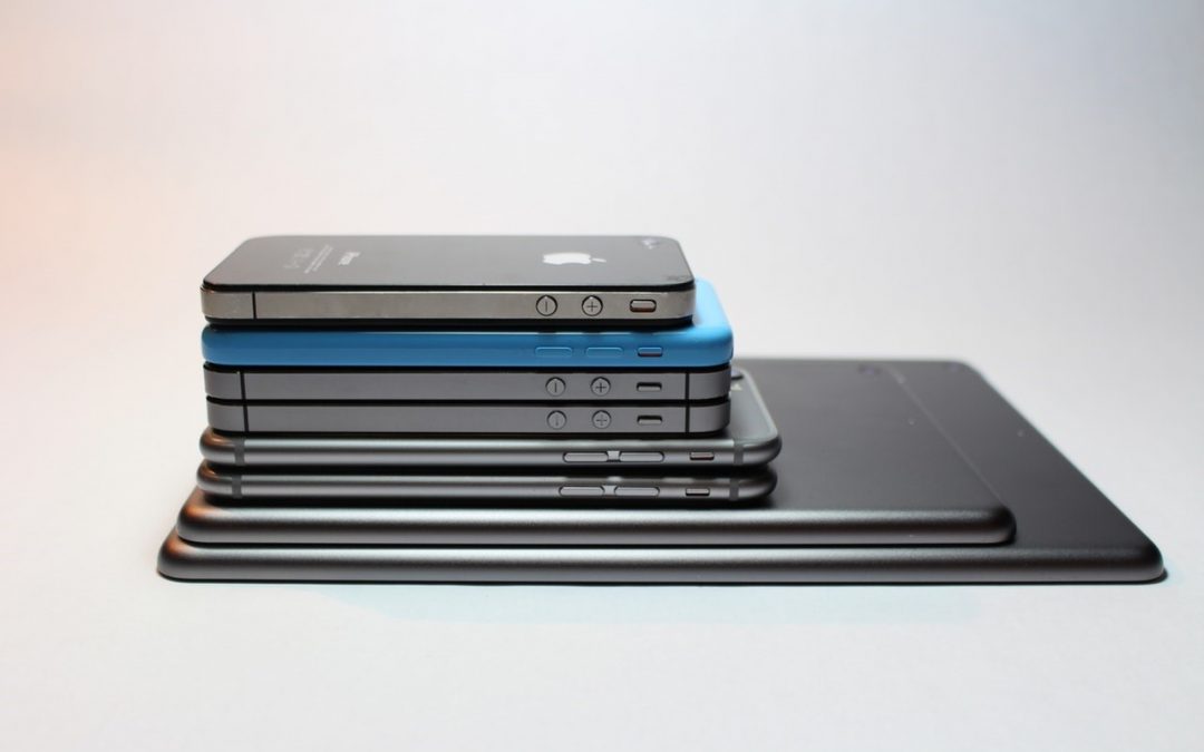 Mobile phones stacked on top of eachother