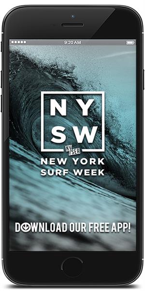 Screenshot of new york surf week mobile app.