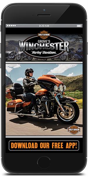 Stay in touch with Grove’s Winchester Harley-Davidson using their mobile application available for both Apple and Android