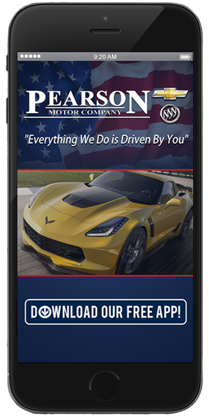 Go to the iTunes or Google Play store to download the Pearson Motor Company mobile application